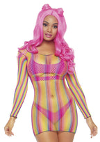 Leg Avenue Rainbow fishnet long sleeved m Multicolor Color