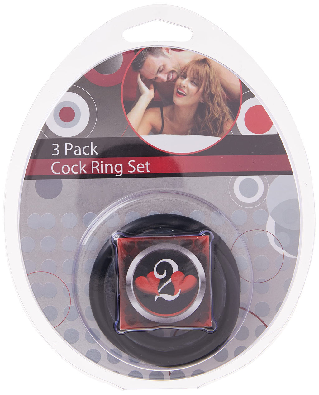 Heart 2 Heart Nitrile Cock Ring  Black  3Pack
