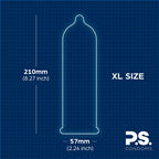 PS Condoms Extra Large Latex Condoms for Men - Odorless and 100% Vegan - Exceptionally Thin, Lubricated, and Clear Condoms - XL
