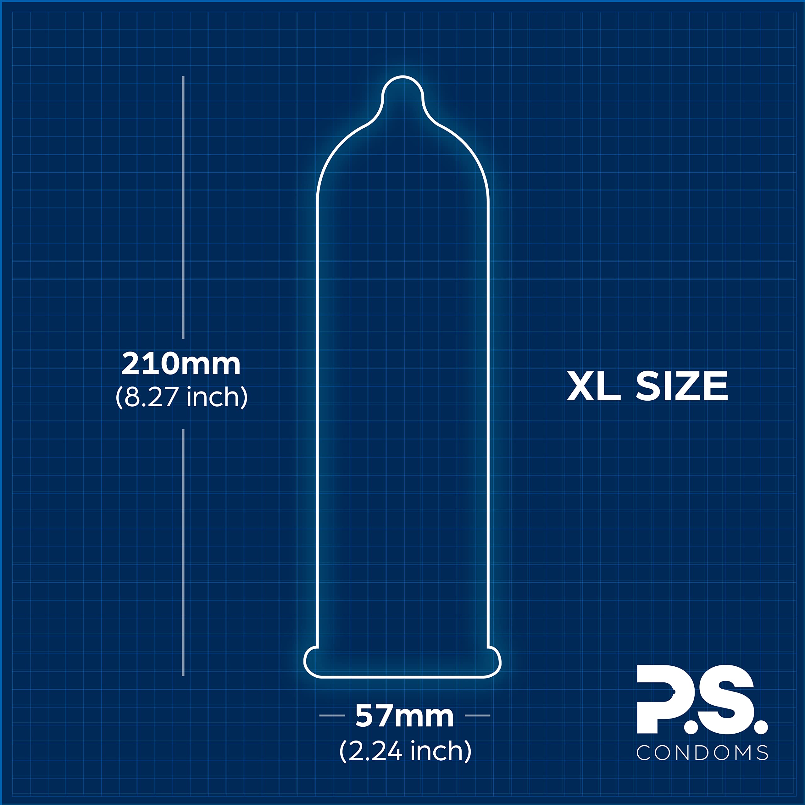 PS Condoms Extra Large Latex Condoms for Men - Odorless and 100% Vegan - Exceptionally Thin, Lubricated, and Clear Condoms - XL