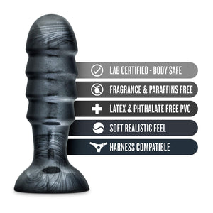 Blush Jet Bruiser  7 12 Inch Oversized Ridged Probe Medium Tapered Ribbed Lock On Harness Compatible Sex Toy For Partner Play