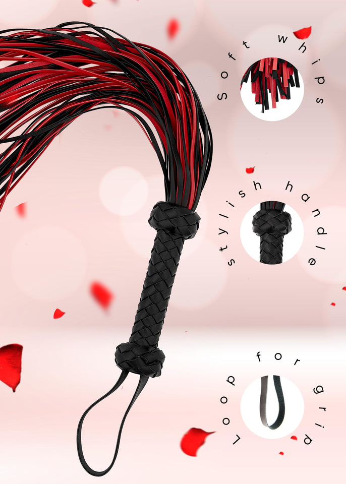 Sex Whip for Spanking BDSM Flogger Adult Play Bedroom Fetish Accessories for Couples Faux Leather 30 inch