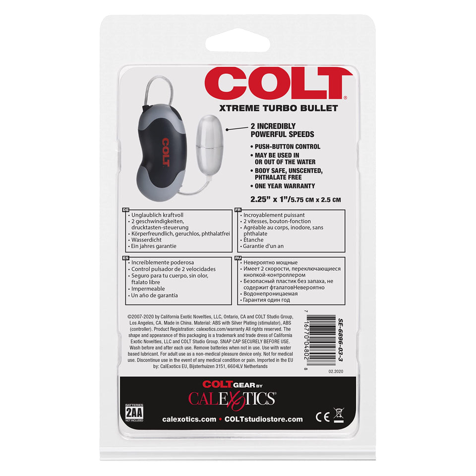 Calexotics Colt Xtreme Turbo Bullet Vibrator For Men - Waterproof Sex Toys For Couples - Wired Adult Male Vibe Egg Prostate Massager - Black