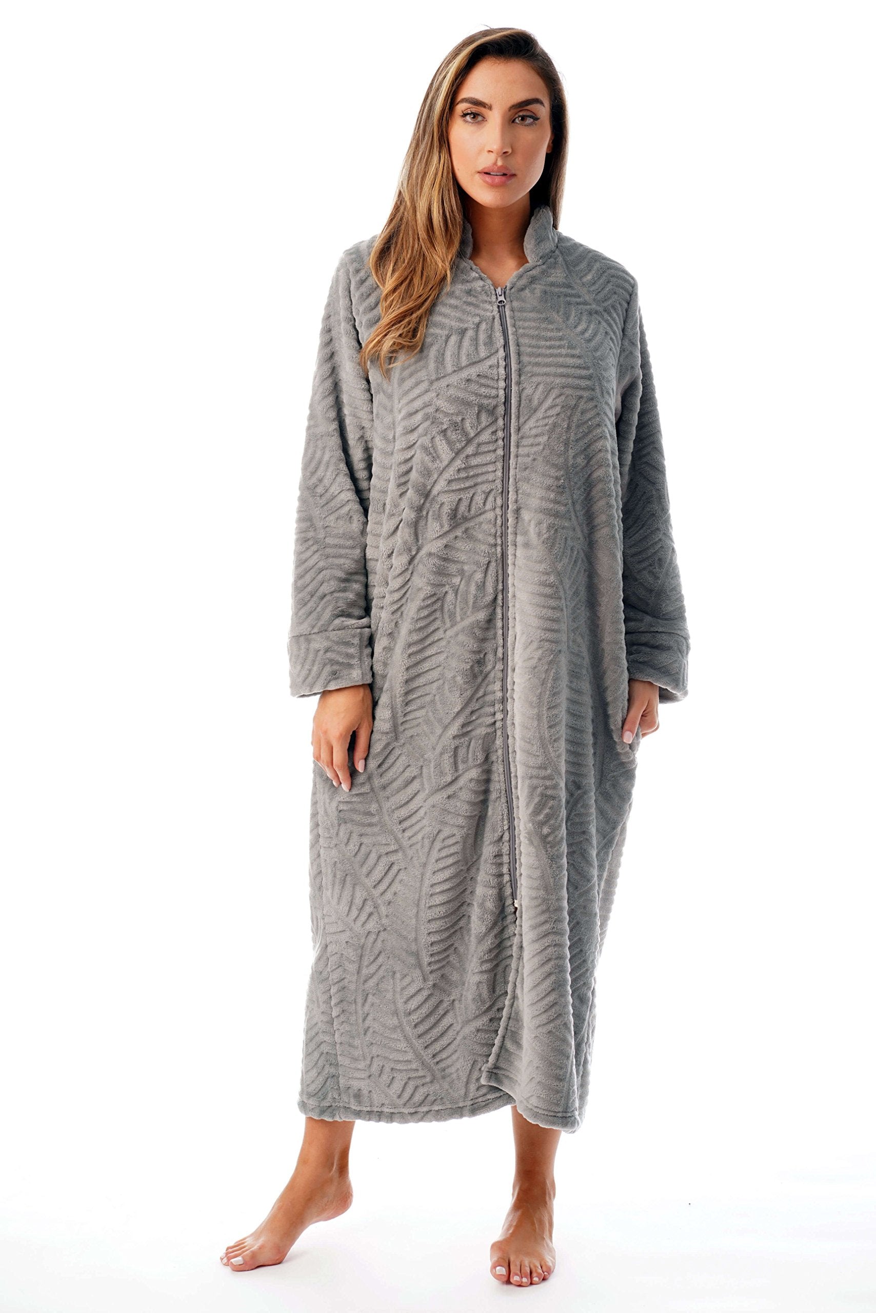 Just Love Plush Zipper Lounger Robe 6729-GRY-2X