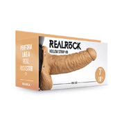 Realrock 7In Hollow Strapon Wballs Tan