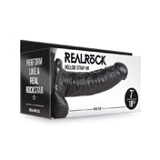 Realrock 7In Hollow Strapon Wballs Blk