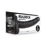 Realrock 9In Hollow Strapon Wballs Blk