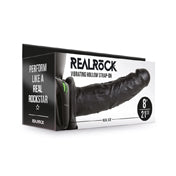 Realrock 8In Vibrating Hollowstrapon Blk