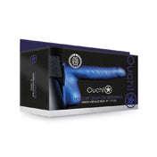 Ouch 8In Ribbed Hollow Straponwballs Blu