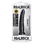 Realrock 6In Slim Dildo Wsuction Black