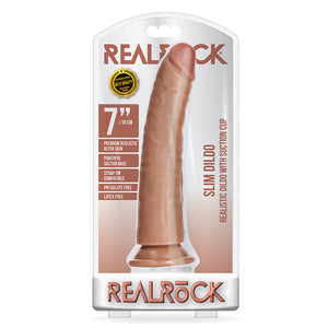 RealRock 7in Slim Dildo WSuction Tan