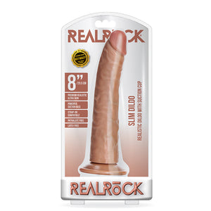 RealRock 8in Slim Dildo WSuction Tan