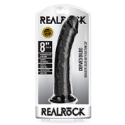 Realrock 8In Curved Dildo Wsuction Black