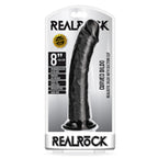 Realrock 8In Curved Dildo Wsuction Black