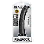 Realrock 8In Curved Dildo Wsuction Black