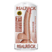 Realrock 7In Curved Dildo Wballs Tan