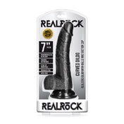 Realrock 7In Curved Dildo Wballs Black
