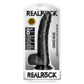 RealRock 8in Curved Dildo WBalls Black