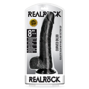 RealRock 8in Curved Dildo WBalls Black