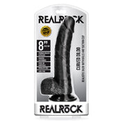 Realrock 8In Curved Dildo Wballs Black