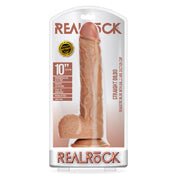 Realrock 10In Straight Dildo Wballs Tan