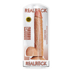 RealRock 12in Straight Dildo WBalls Tan