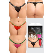 Fl Vibestrippy 3Pkthongset Blkredpnk Qs