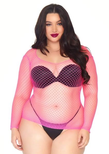 Leg Avenue Spandex long sleeved Industria Neon Pink Color