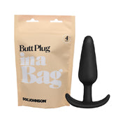 Doc Johnson Butt Plug In A Bag - 4 Inch - Body-Safe Silicone Total Length: 4 In. (10.2 Cm) Insertable Length: 3.75 In. (9.5 Cm) Width/Diameter: 1 In. (2.5 Cm) Black