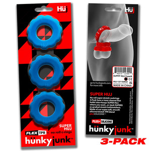 Hunkyjunk Super Huj 3Pk Cockrings Teal