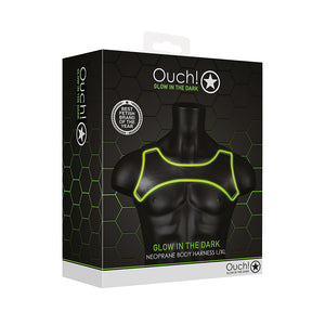 Ouch GITD Neo Body Harness NeonGrn LXL