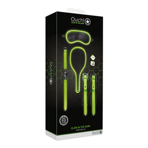 Ouch GITD 7Pc Bondage Kit NeonGreen