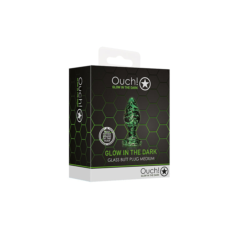 Ouch GITD Glass Anal Plug Clear Medium