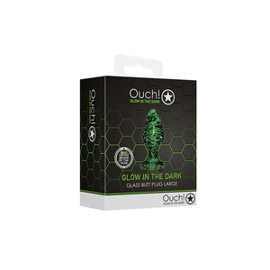 Ouch GITD Glass Anal Plug Clear Large