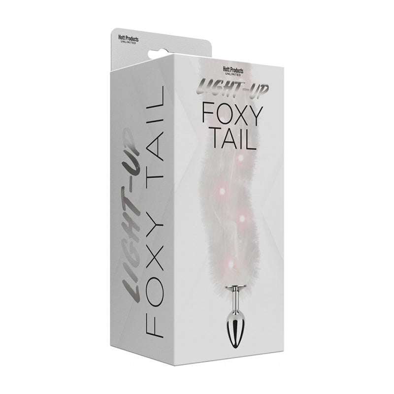 Foxy Tail Light Up Faux Fur Butt Plug Wh
