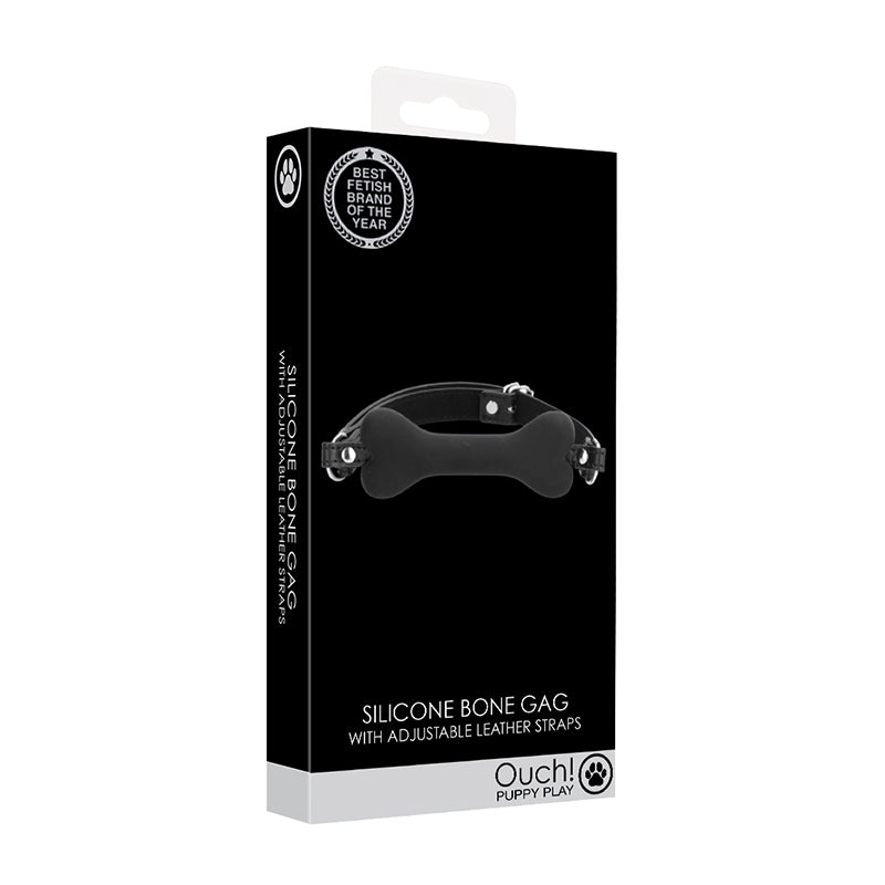 Ouch Puppy Play Silicone Bone Gag Black