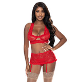 MS OohLaLace Bralette SkirtGSet Red SM