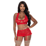 Ms Oohlalace Bralette Skirtgset Red Lxl