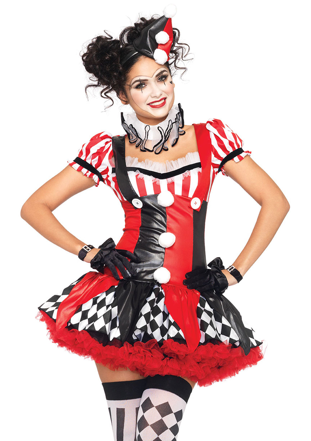 3PC.Harlequin Clown,suspender