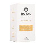 Royal Tailored Fit Ultra Thin Vegan Condoms - Premium Lubricated Condom Pack - Unflavored Lubricant, Organic Latex Rubber - Odorless, Slim, Natural Feel - Safe & Durable Male Contraceptives - 20 Count