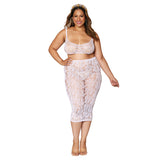 Dg Fishnet Bralette & Slip Skirt Wht Qs