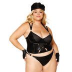 DG Wetlook Strappy BustierThong Blk 1XL