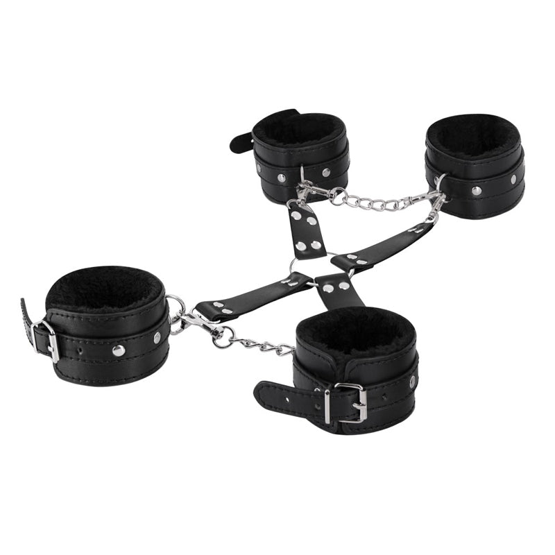 MP Leather All 4s Fuzzy Cuff Set Black