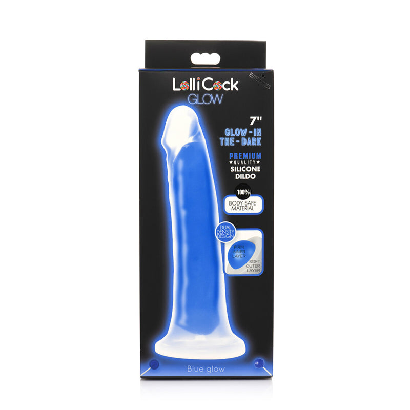 Lollicock GITD Silicone Dildo 7in Blu