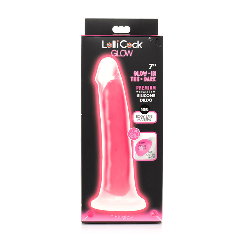 Lollicock GITD Silicone Dildo 7in Pin