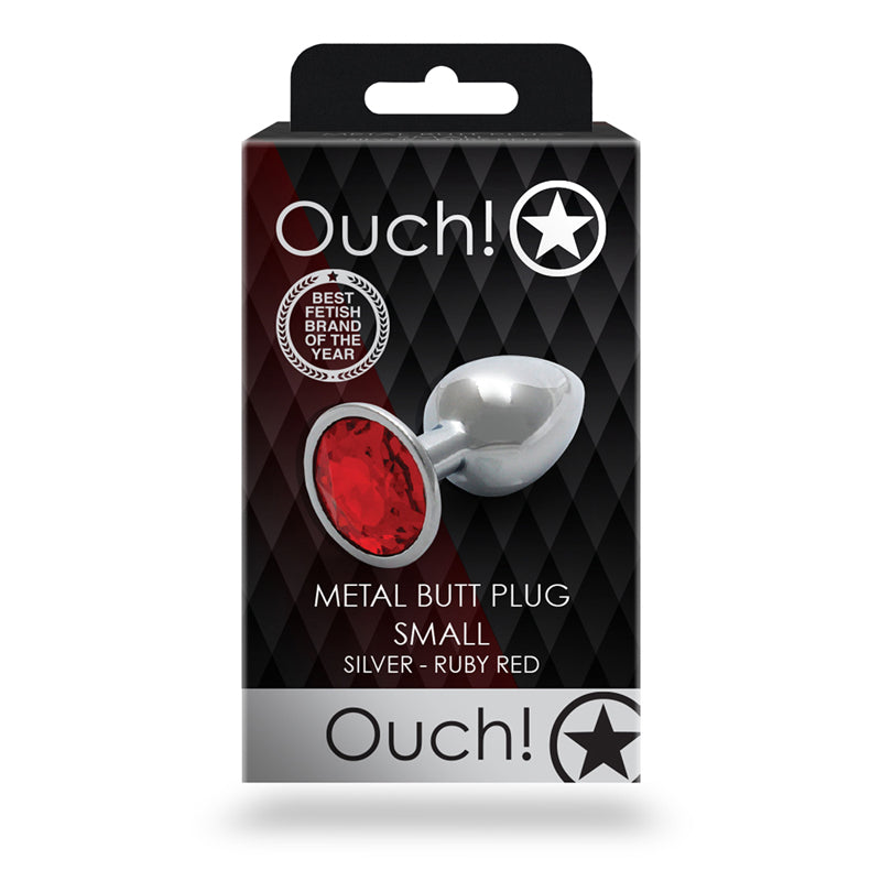 Shots Ouch Round Gem Butt Plug S SilRed