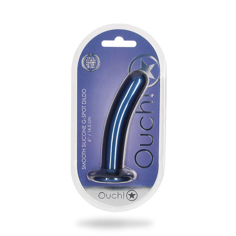 Shots Ouch Smooth Sili 6in GSpot MetBlu