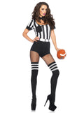 3PC.No Rules Referee striped teddy belt and choker collar X-Large Black/White