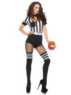 3PC.No Rules Referee striped teddy belt and choker collar X-Large Black/White