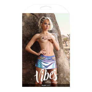 FL Vibes Plur Holo CutOut Skirt Aqua LXL